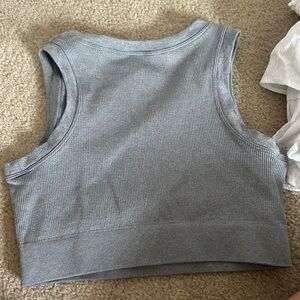 Chic Gray Women's Ribbed Tank Top